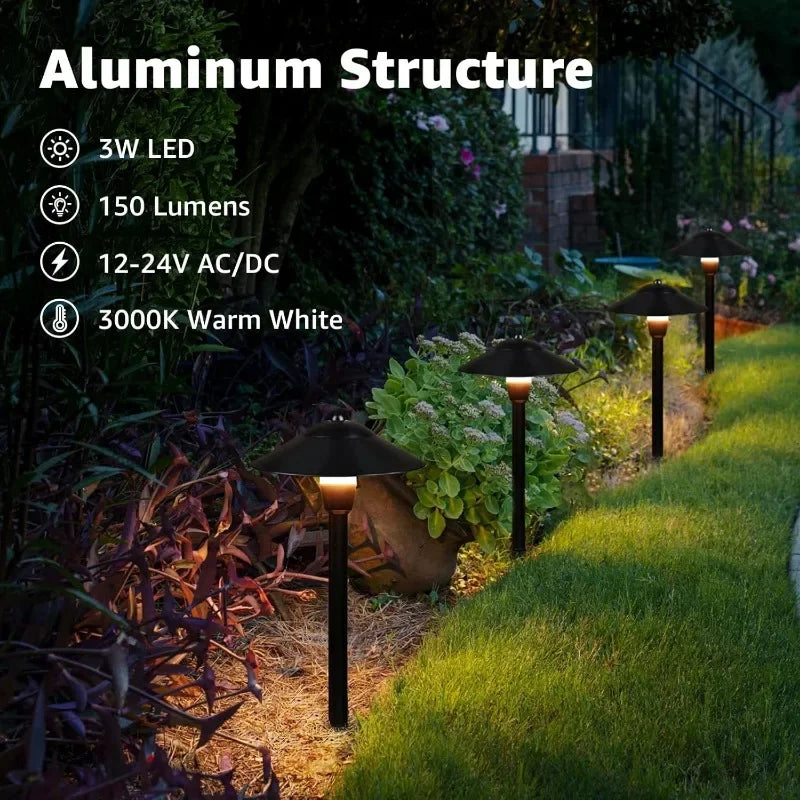 Tool LED Low Voltage Landscape Lights 3W Cast-Aluminum Pathway 12-24V Waterproof Landscape Path Lights 3000K