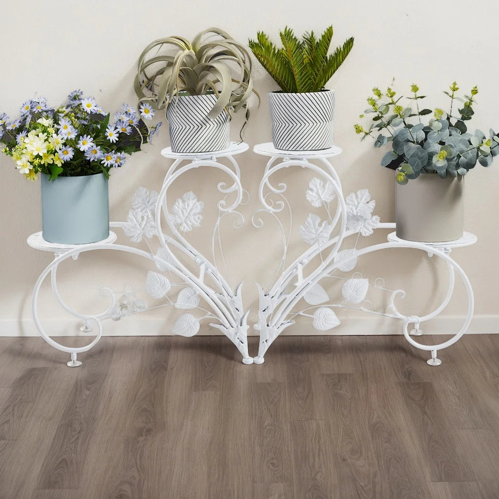 1 Pair of Tall Metal Plant Stands Elegant Iron Flower Pot Holder Rack for Garden Patio Balcony Living Room