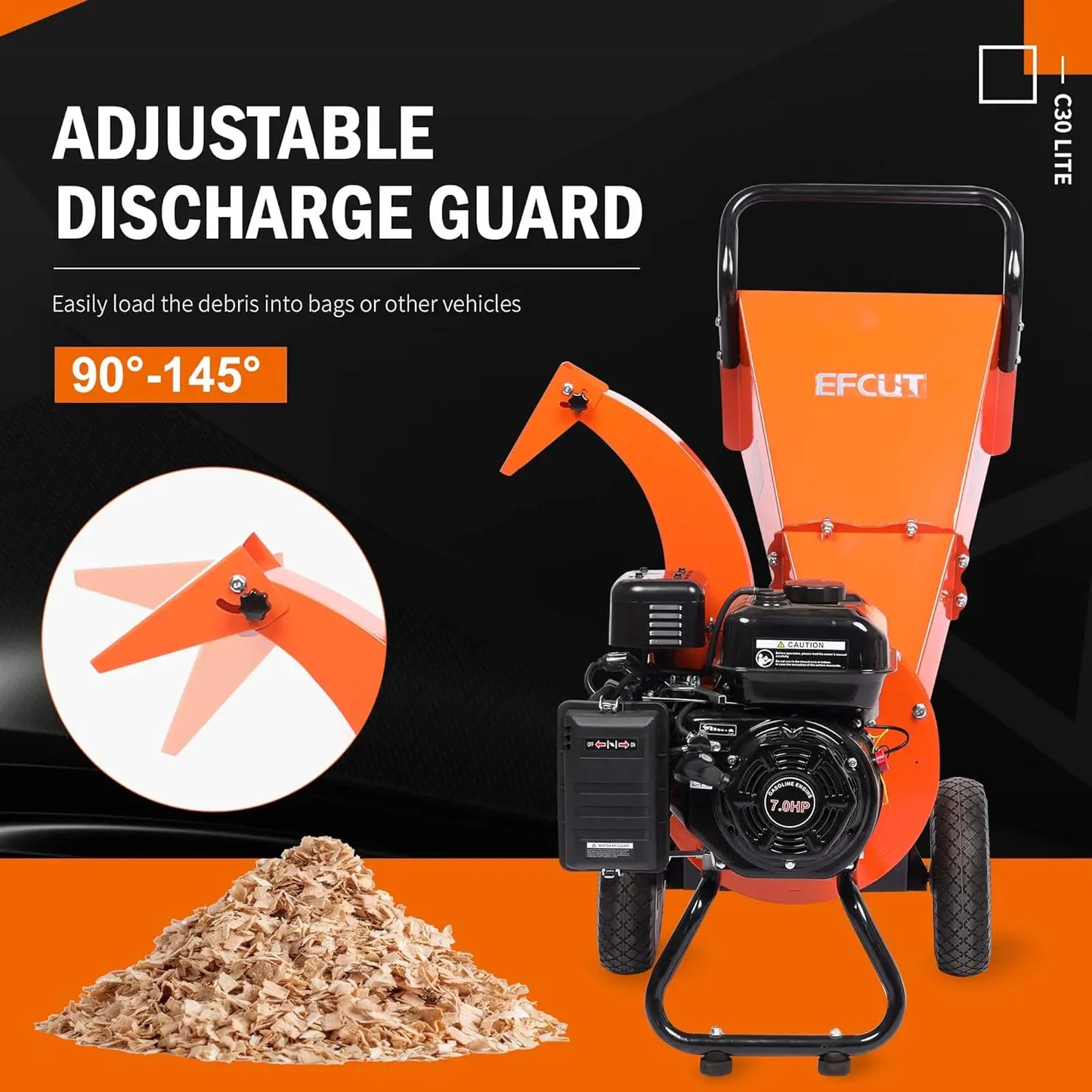 C30 Lite Wood Chipper Mulcher 7 HP 212cc 3 Inch Max
