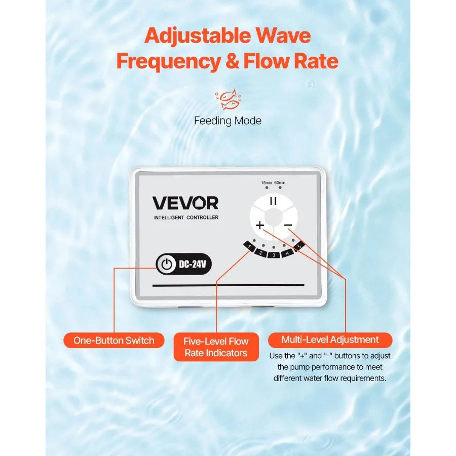 24V DC Aquarium Water Pump With Controller 60W 1750GPH