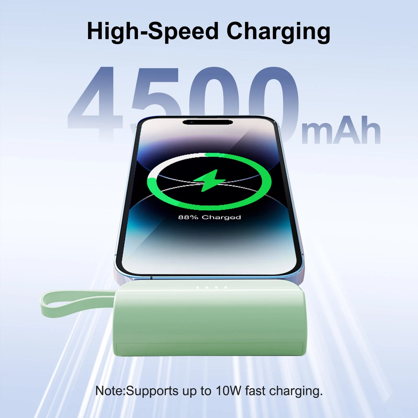 Mini 4500mAh Power Bank Capsule Dual USB C Ports For iPhone