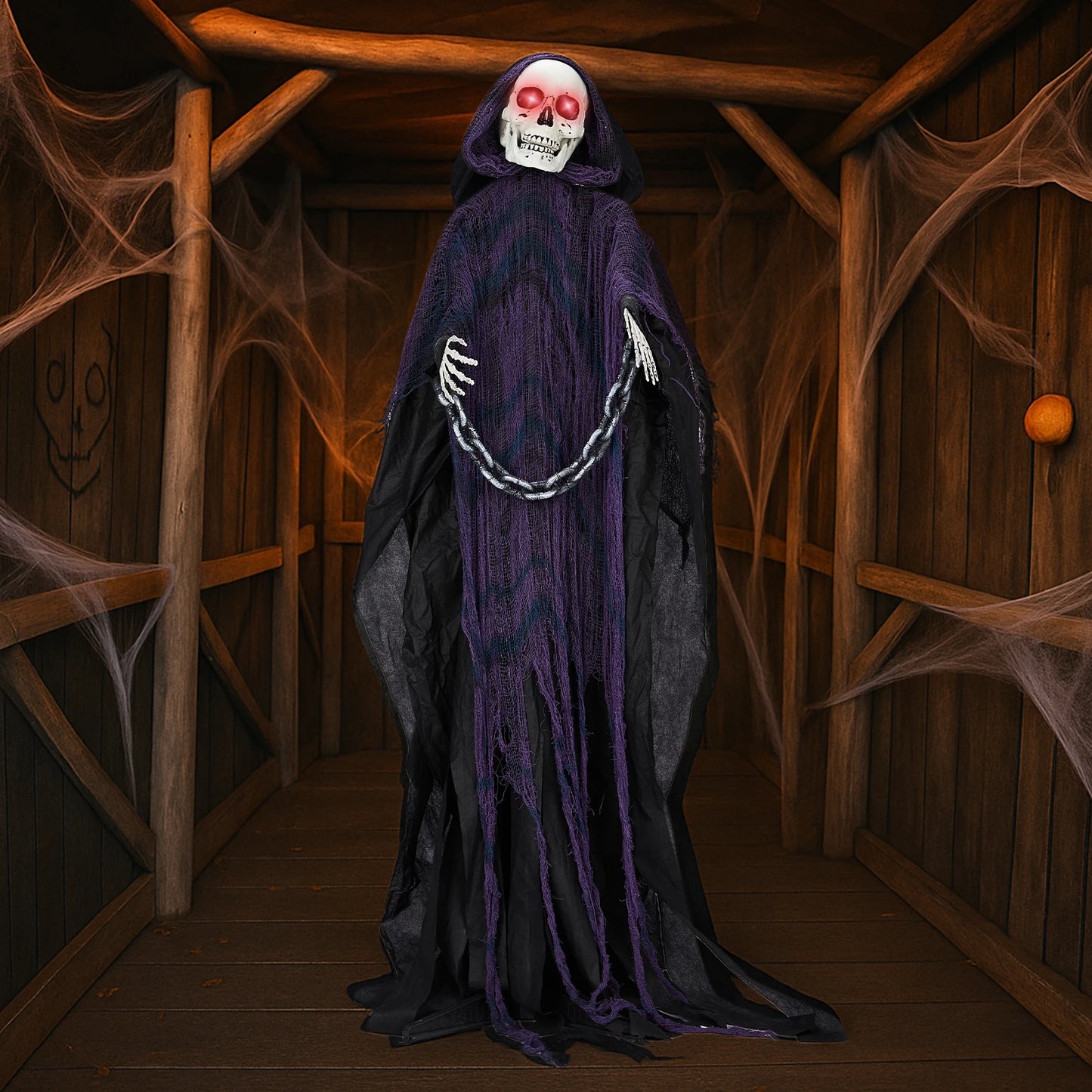 Six Foot Halloween Grim Reaper Animatronic Outdoor Decor