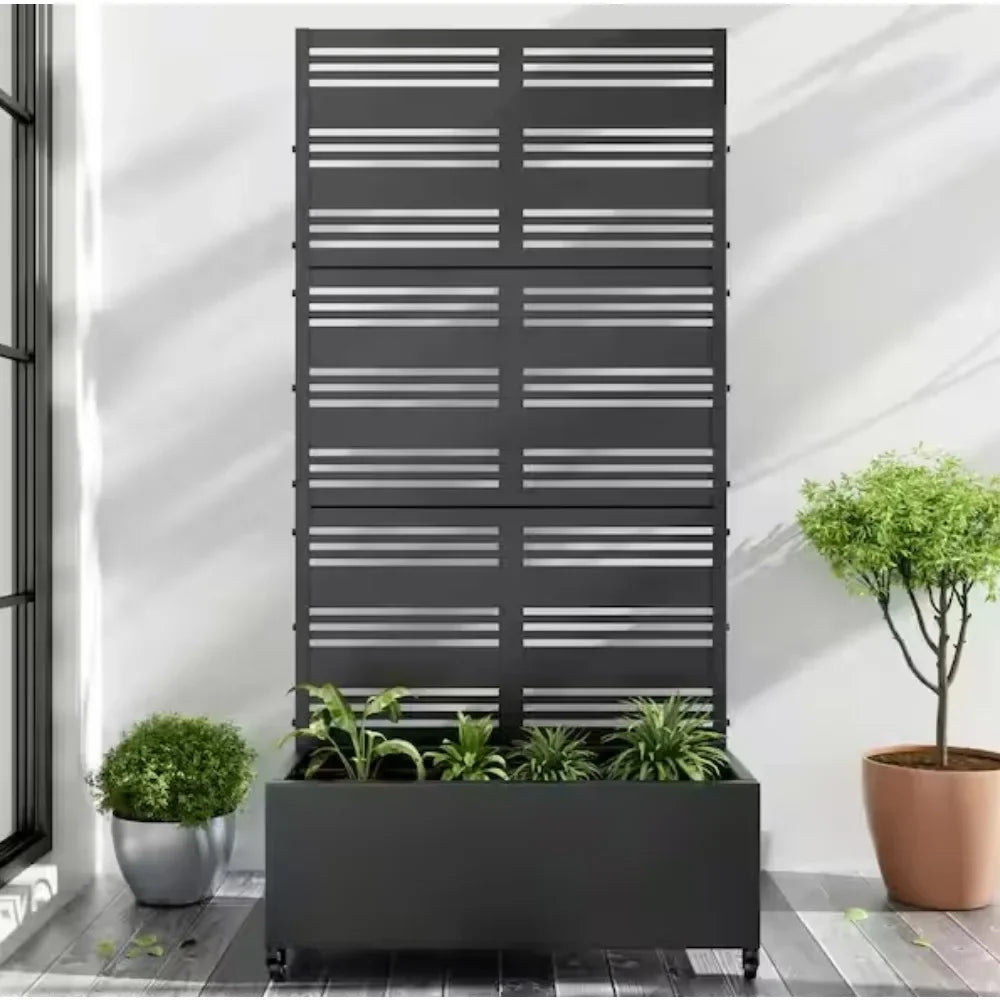 Metal Planter Box With Trellis For Vine Climbing Plants