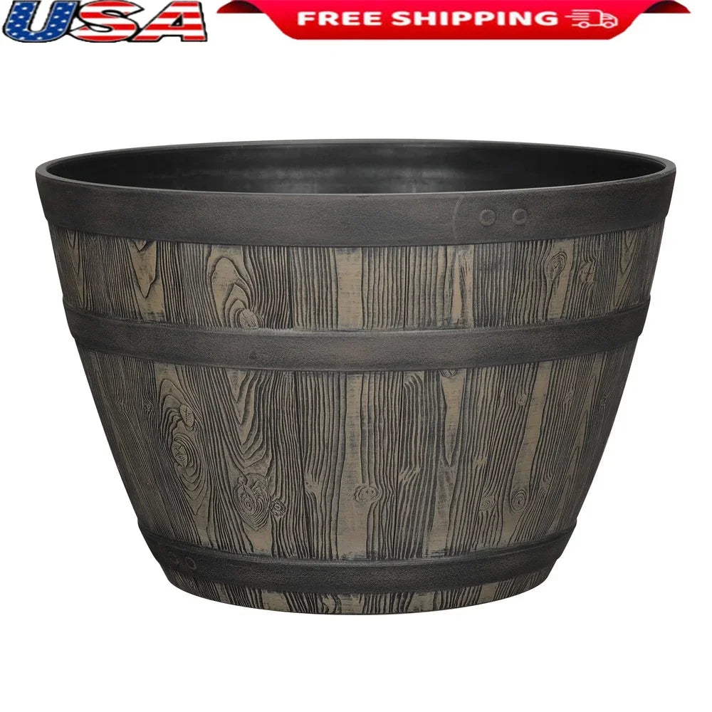 Rustic Whiskey Barrel Planter UV Resistant Indoor Outdoor