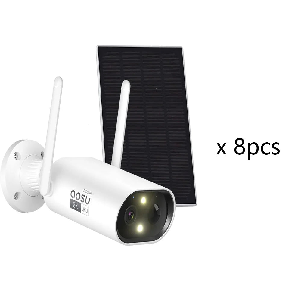 AOSU 100% Wire-free 3MP Wifi Solar Camera 4/8/12 pcs Outdoor Built-in Battery Security Camera Night Vision 2-Way Audio CCTV Cam