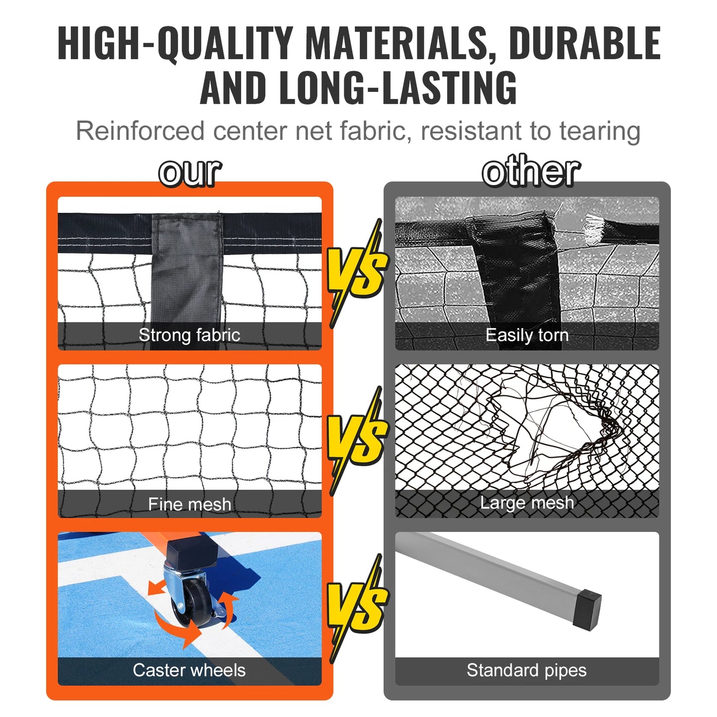 VEVOR Portable Pickleball Net System 22FT Full Court Official Regulation Size Pickle Ball Nets Indoor & Outdoor with Court Line