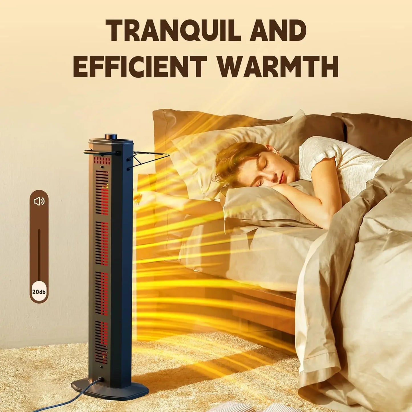 Outdoor Electric Patio Heater 34 Inch 3 Heat Levels IPX5