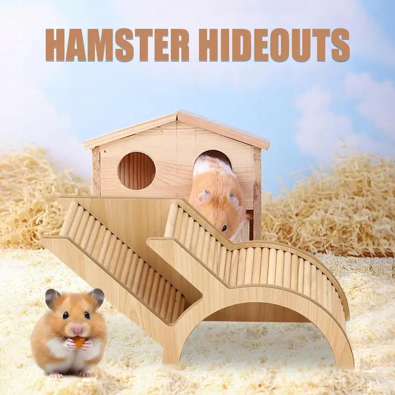 Wooden Hamster Hideouts Hamster Playground Burrow Tunnel Ladder Wooden Small Animals Playpen For Pets Gerbils And Hedgehogs