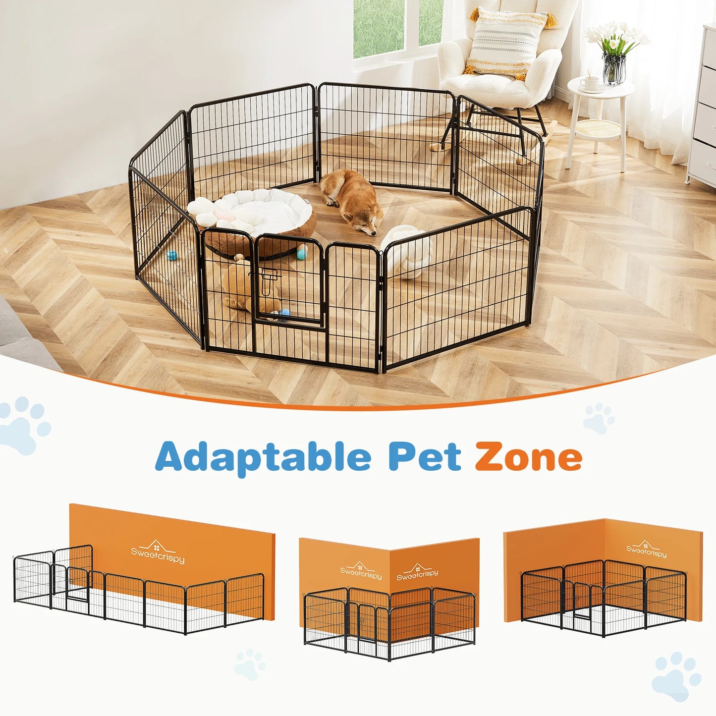 JHK 8 Panel Dog Playpen Indoor Pet Fence Exercise for Yard Gate Heavy Duty Crates