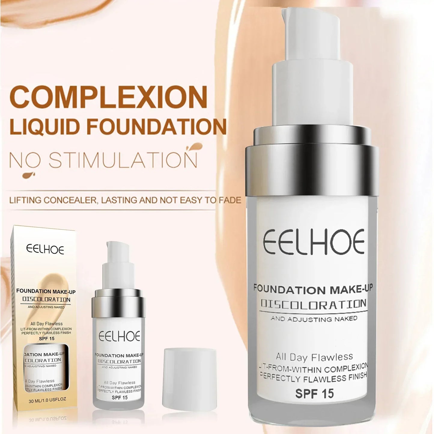 3pcs Color Changing Foundation Liquid Brighten Skin Tone Concealer High Full Coverage Face Moisturizing Waterproof Base Makeup