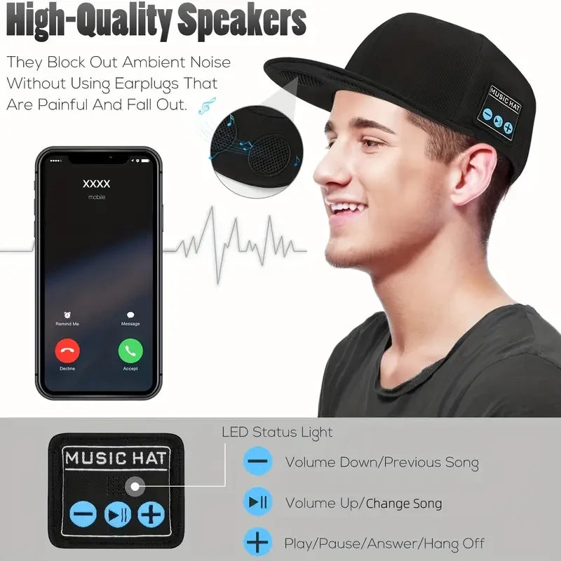 Fashion Bluetooth 5.0 Headphones Headset Baseball Cap Wireless Summer Hats With Stereo Earphone Mic Outdoor Hands-free Earbuds