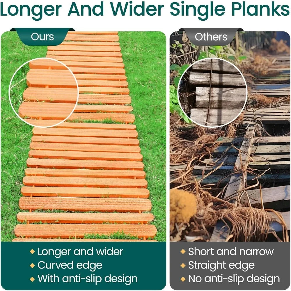 16Ft Wooden Garden Pathway Wider Outdoor Cedar Boardwalk