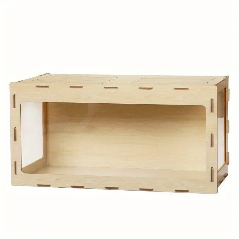 Large Wooden Hamster Cage,Habitat Shelter W/Acrylic Board,Flip Top