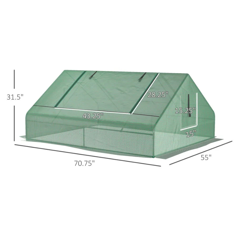 Mini Greenhouse, Small Green House, Garden Planting Shed, Outdoor Flower Planter Warm House with Zipper Windows and Door, Green