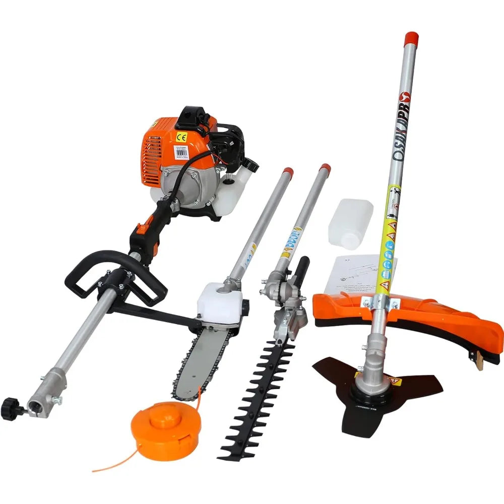 Hedge Trimmer, 4 in 1 Multi-Functional Trimming Tool, 52CC 2-Cycle Garden Tool System with Gas Pole Saw, Hedge Trimmer, Grass T