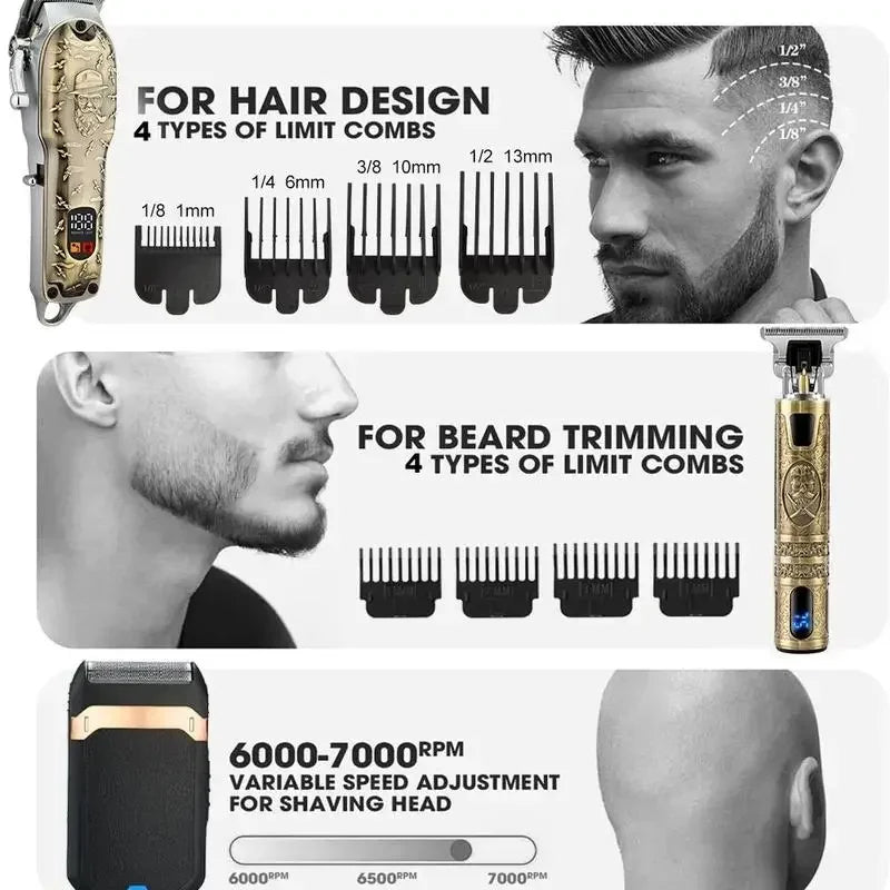 Professional Hair Clipper for Men, 1 Box Nose Hair Trimmer Set,Cordless Beard Trimmer , Rechargeable Clippers Set