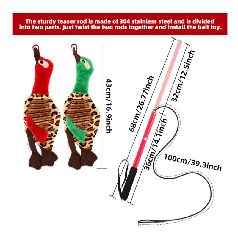 Interactive Flirt Pole Toy Puppy Nylon Rope Teaser Wand
