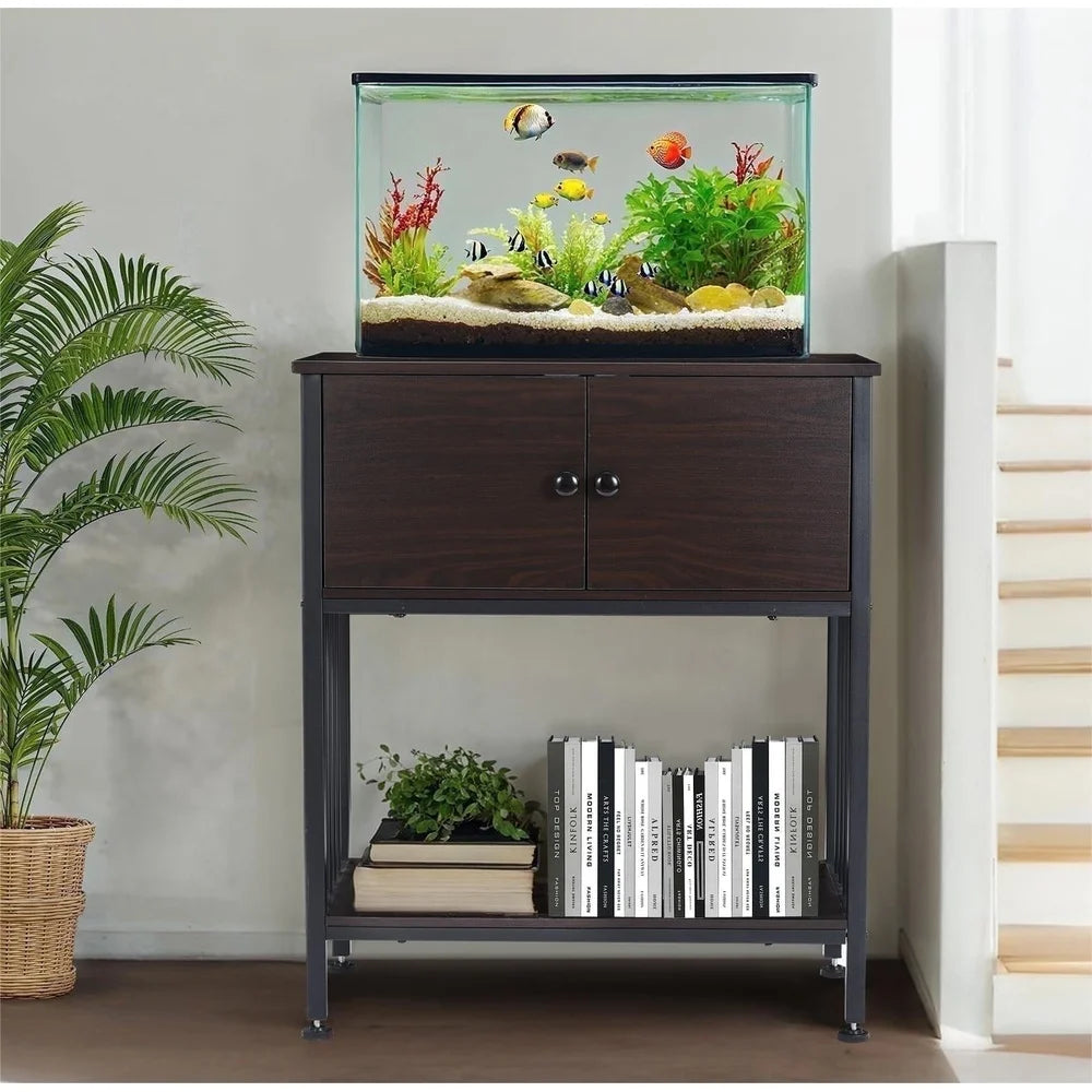Metal Fish Tank Stand With Cabinet For 20 To 29 Gallons