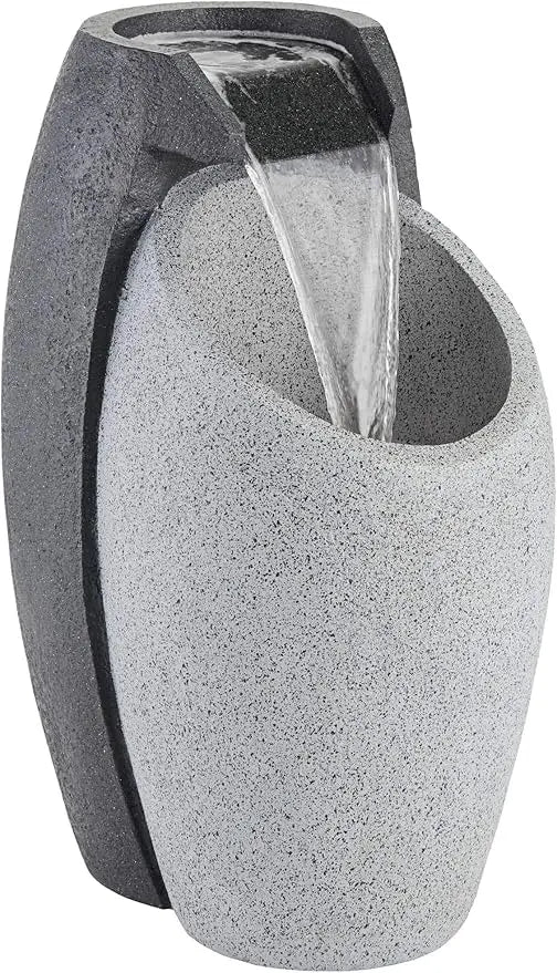Large 25 Inch Modern Faux Stone Floor Fountain Outdoor LED