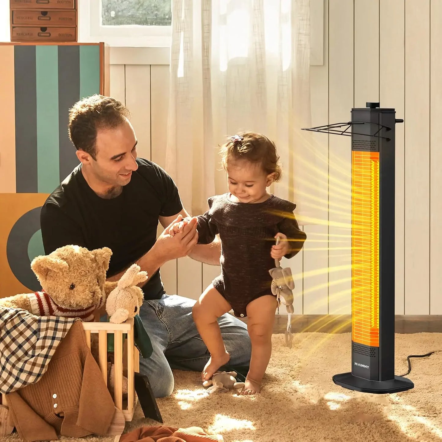 Outdoor Electric Patio Heater 34 Inch 3 Heat Levels IPX5