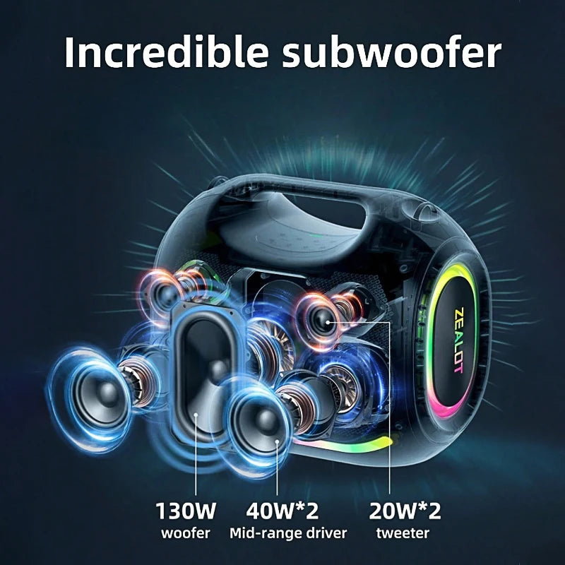 Zealot ZE21 250W Bluetooth Outdoor Speaker RGB Lights