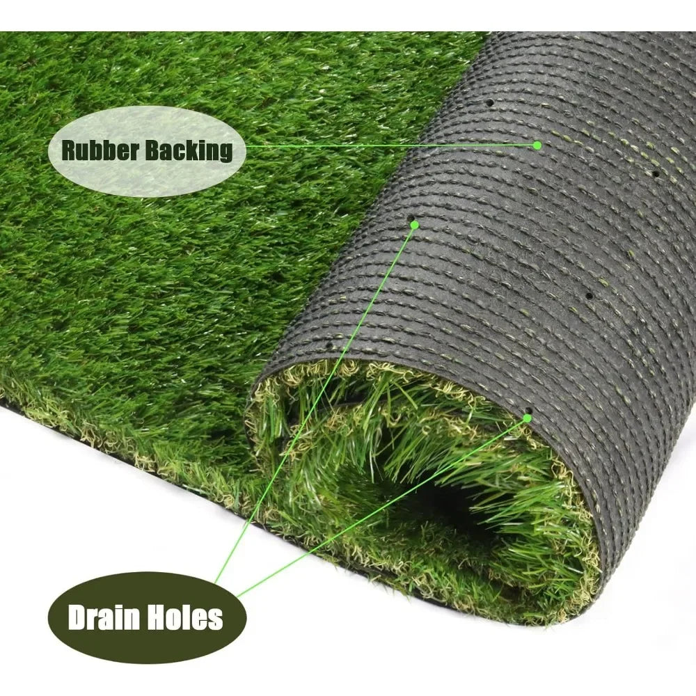 Artificial Turf Synthetic Grass Pile High, Artificial Grass Mat with Drainage, Outdoor Landscape, Fake Lawn, Garden, Patio