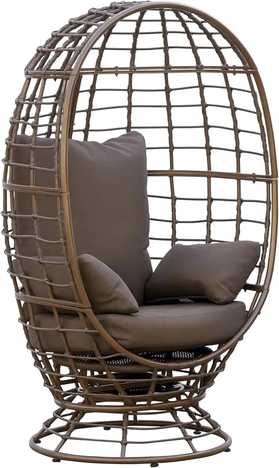 Wicker Egg Chair 360 Swivel Indoor Outdoor Boho Basket Seat