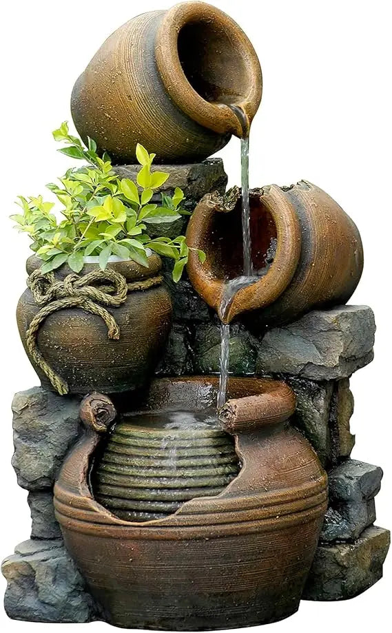 Jeco FCL055 Outdoor Multi Tiered Water Fountain Flower Pots