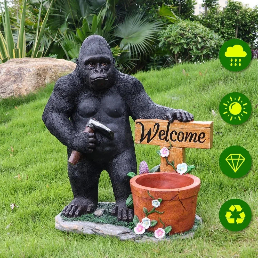 Unique Statues Planter Gorilla Statue - Gorilla Flower Pot Kingkong Garden Sculptures Animal Landscaping Ornament