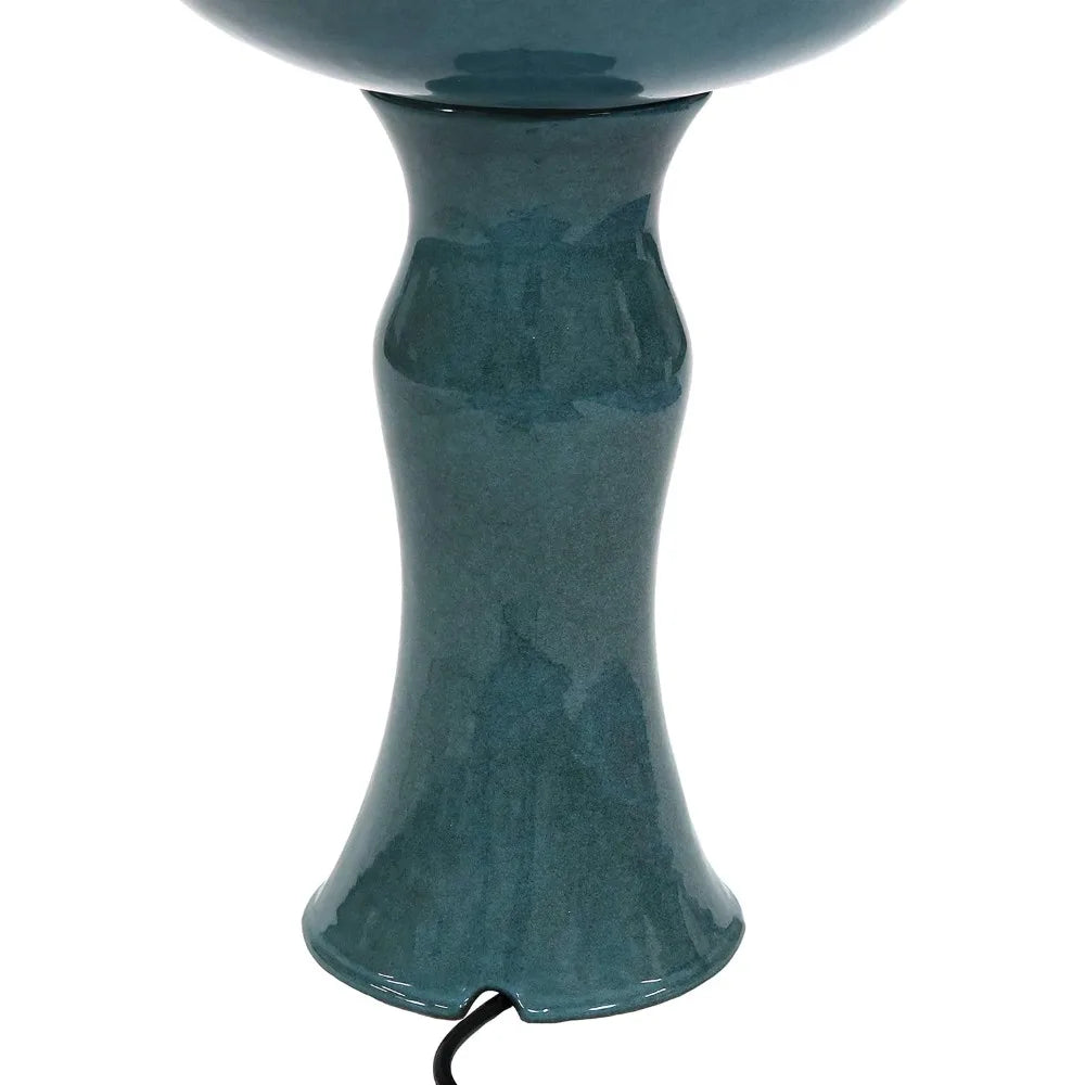 Two Level Ceramic Outdoor Water Fountain Blue Garden Decor