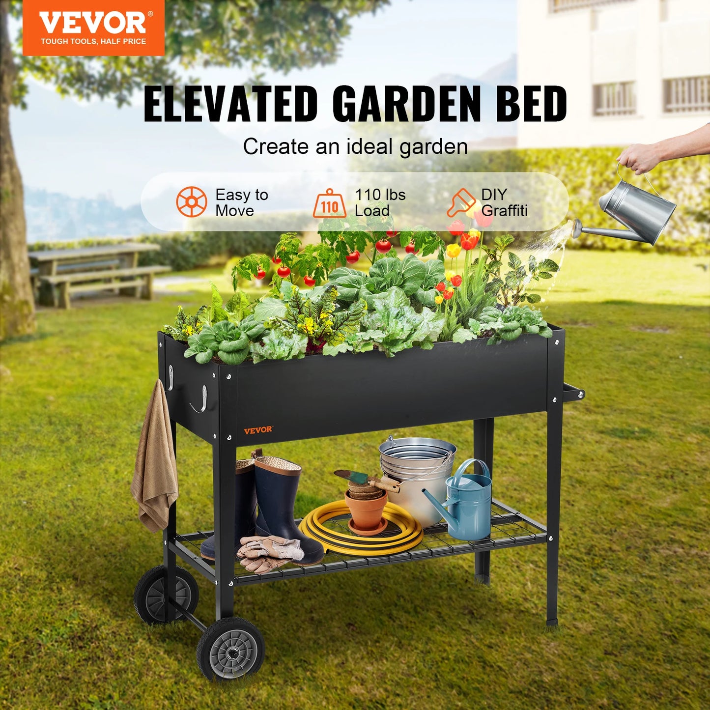 VEVOR Raised Garden Bed Galvanized Metal Planter with Legs