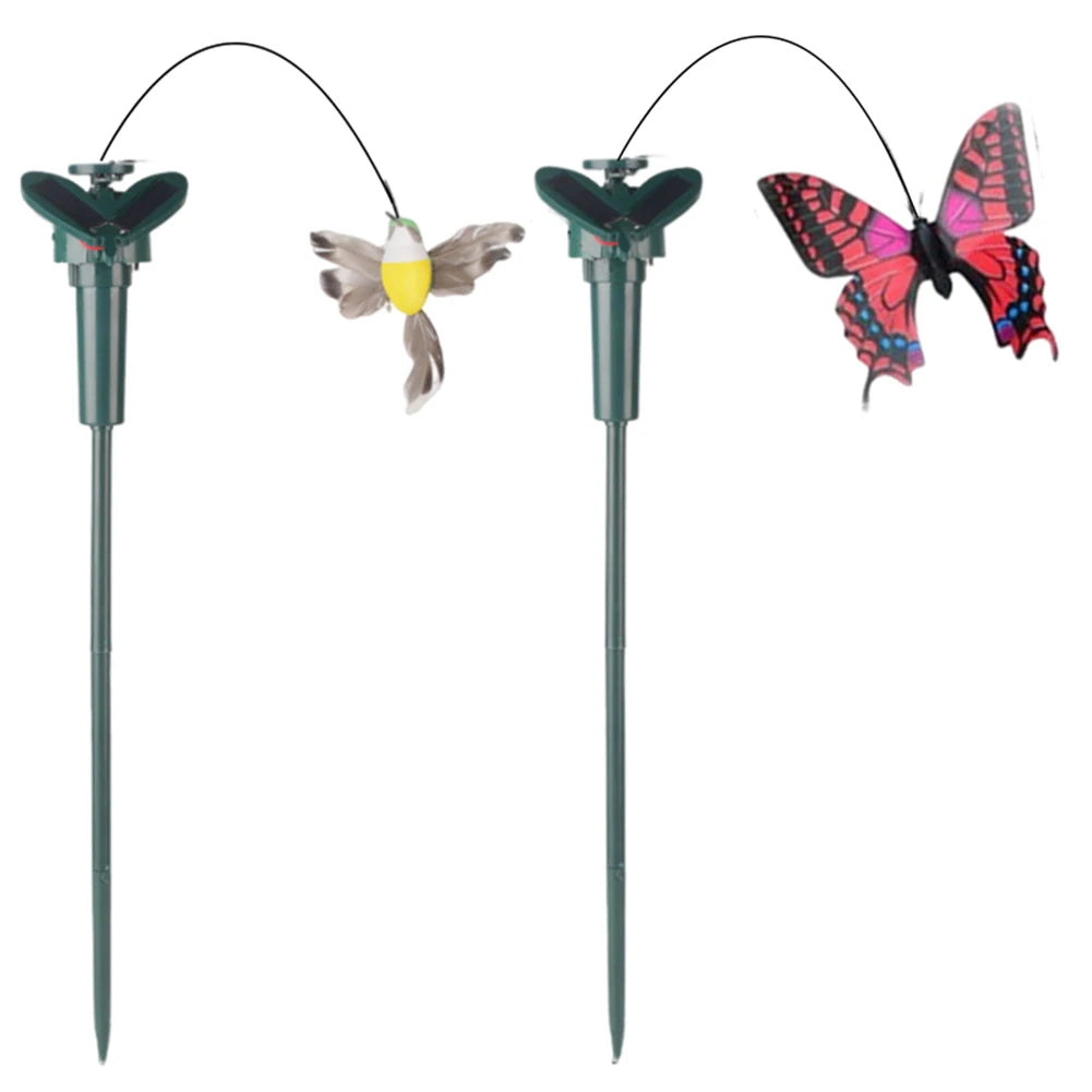 Solar Garden Dancing Ornament Solar Powered Flying Wobble Cute Animal Fluttering Butterfly Ornament Yard Outdoor Lawn Decor