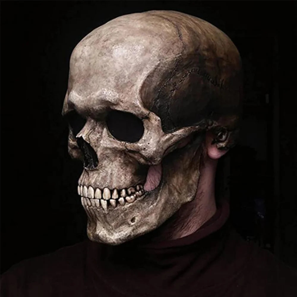 Halloween Full Head Skull Mask Movable Mouth Horror Helmet
