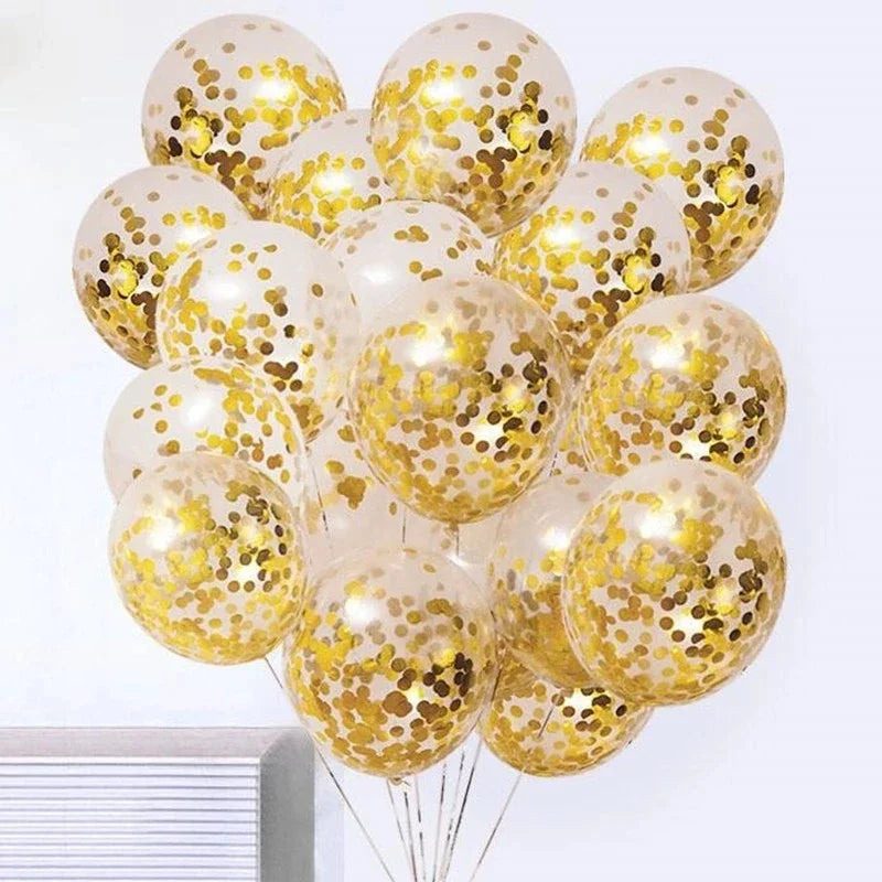 Gold Confetti Latex Balloons 5 10 20pcs Glitter Clear Transparent Helium Balloons for Wedding and Baby Shower