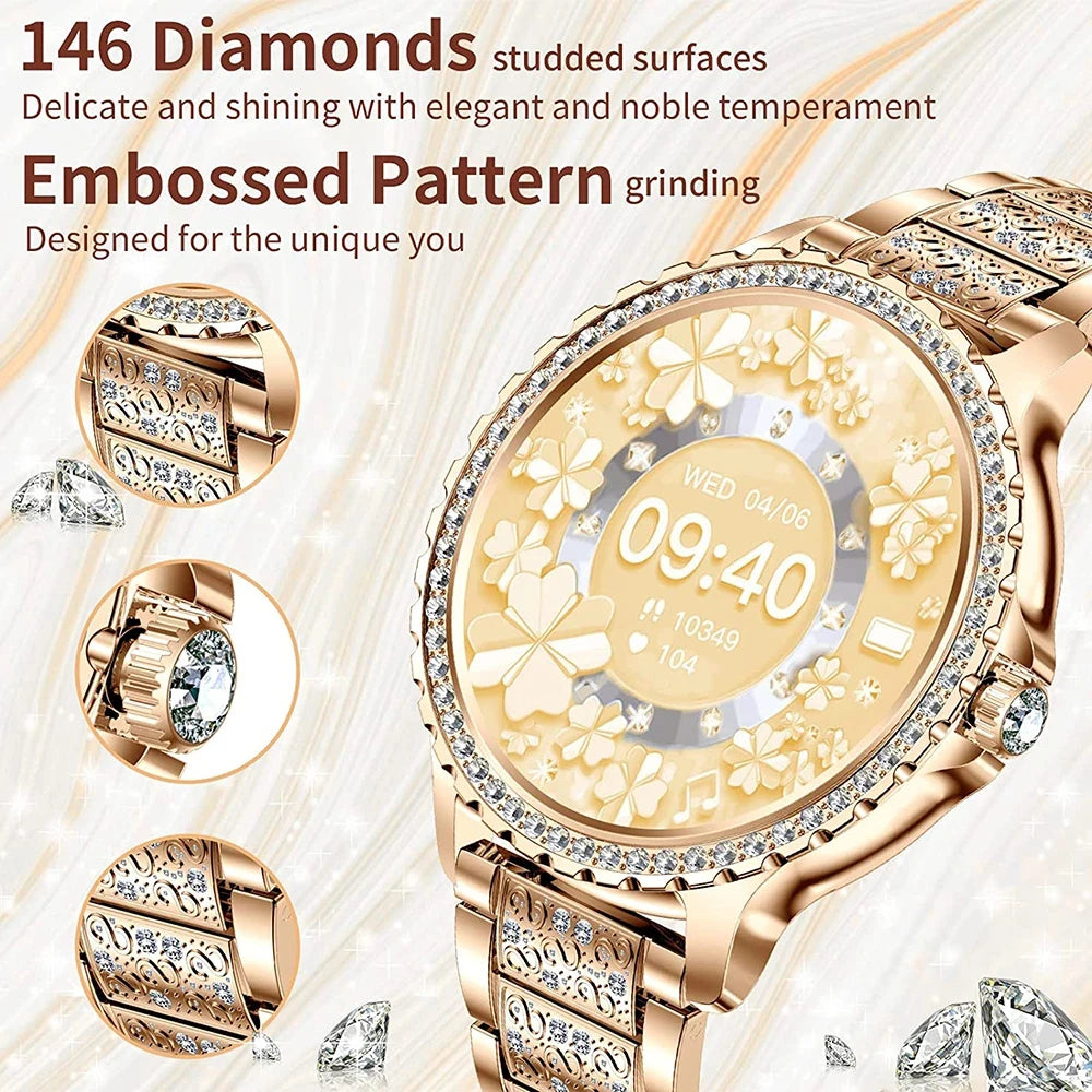 Xiaomi Mijia Women Smart Watch True Blood Oxygen 1.32Inch 360*360 HD Screen Diamond Bracelet Bluetooth Call Ladies
