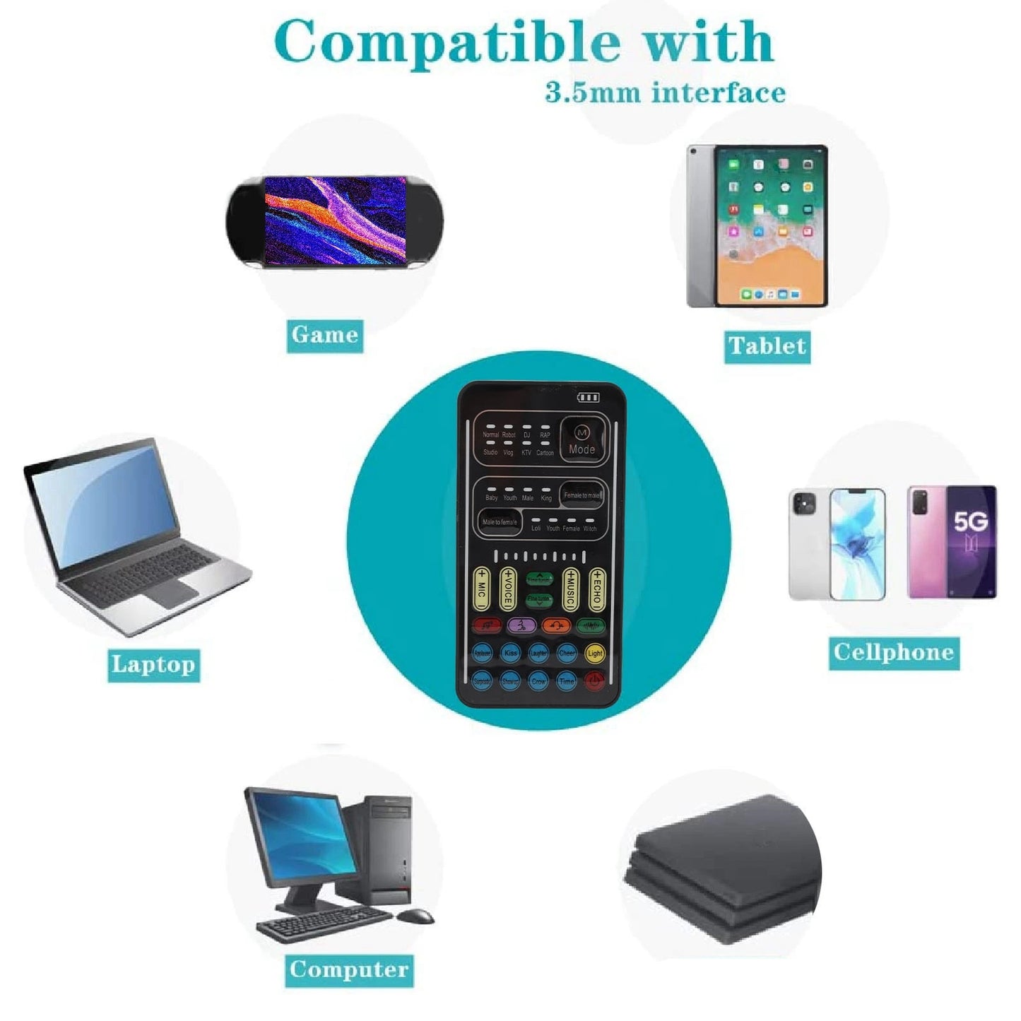 Aramox Voice Changer Handheld Portable With 8 Sound Effects