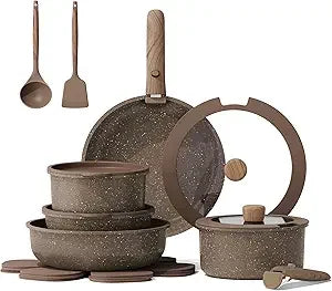 Carote 17 Piece Nonstick Pots and Pans Removable Handles