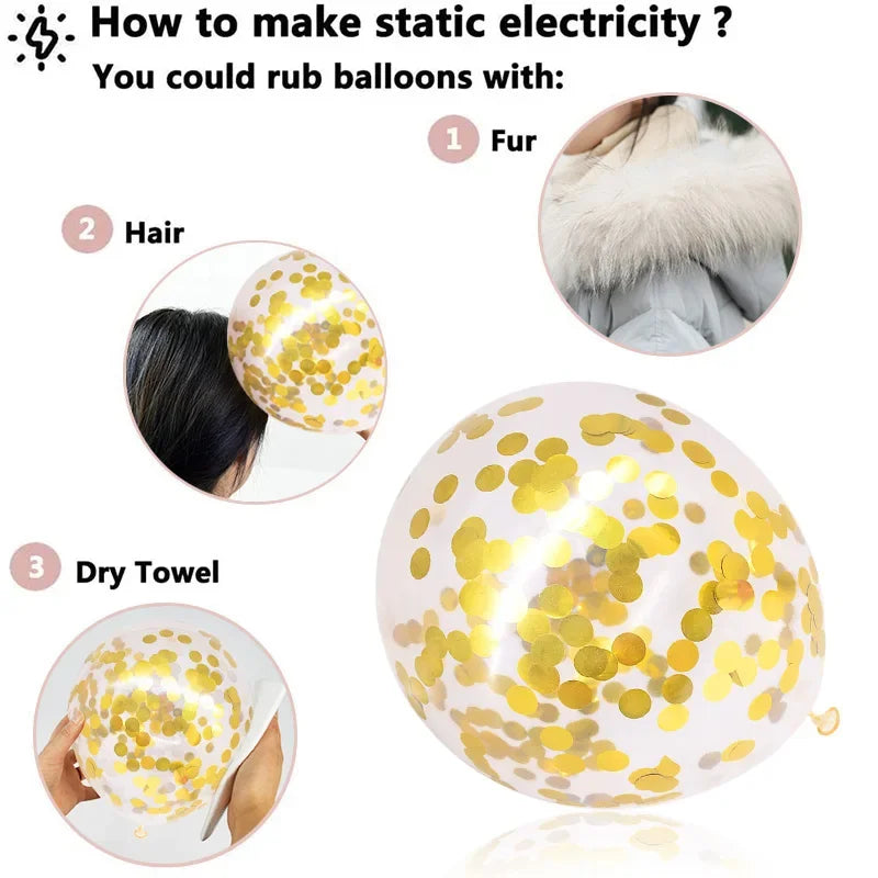 Gold Confetti Latex Balloons 5 10 20pcs Glitter Clear Transparent Helium Balloons for Wedding and Baby Shower