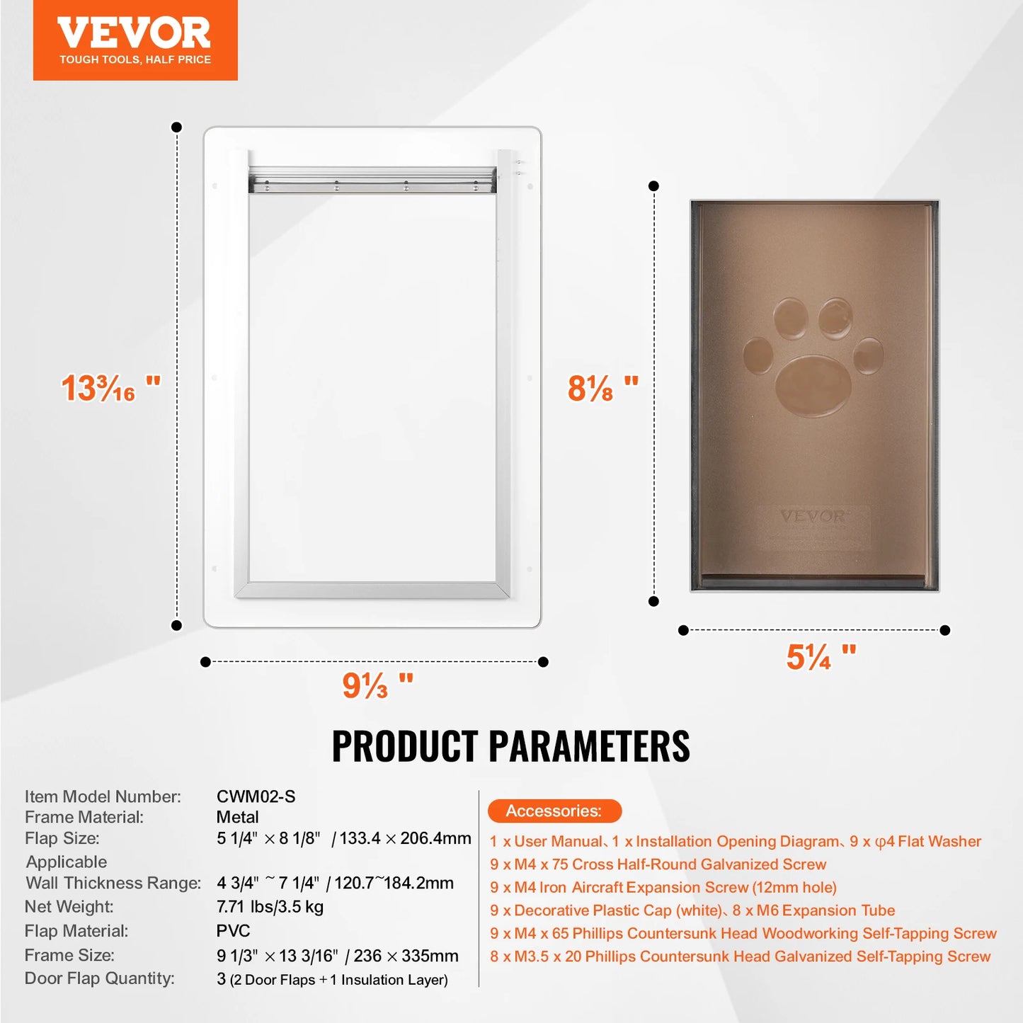 SucceBuy Pet Door Metal Frame with Lock and 3-Flap System Weatherproof Doggy Door Easy to Install in Interior or Exterior Walls