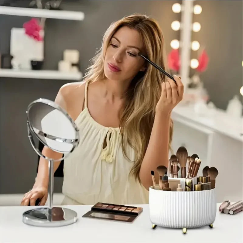 360° Rotating Makeup Organizer: 5-Tier Cosmetic & Beauty Storage Caddy for Brushes, Lipsticks, Skincare & Stationery - Durable