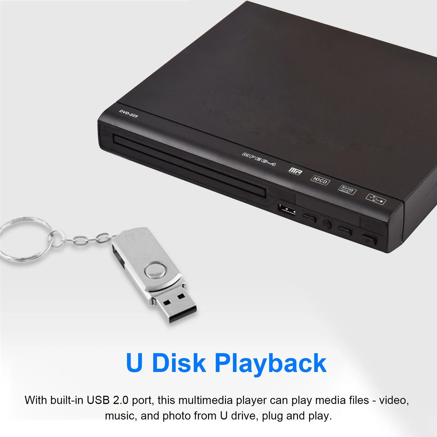 CD Player DVD CD Disc Player DVD-225 Home DVD Player DVD CD Disc Player Digital Multimedia Player AV Output with Remote Control