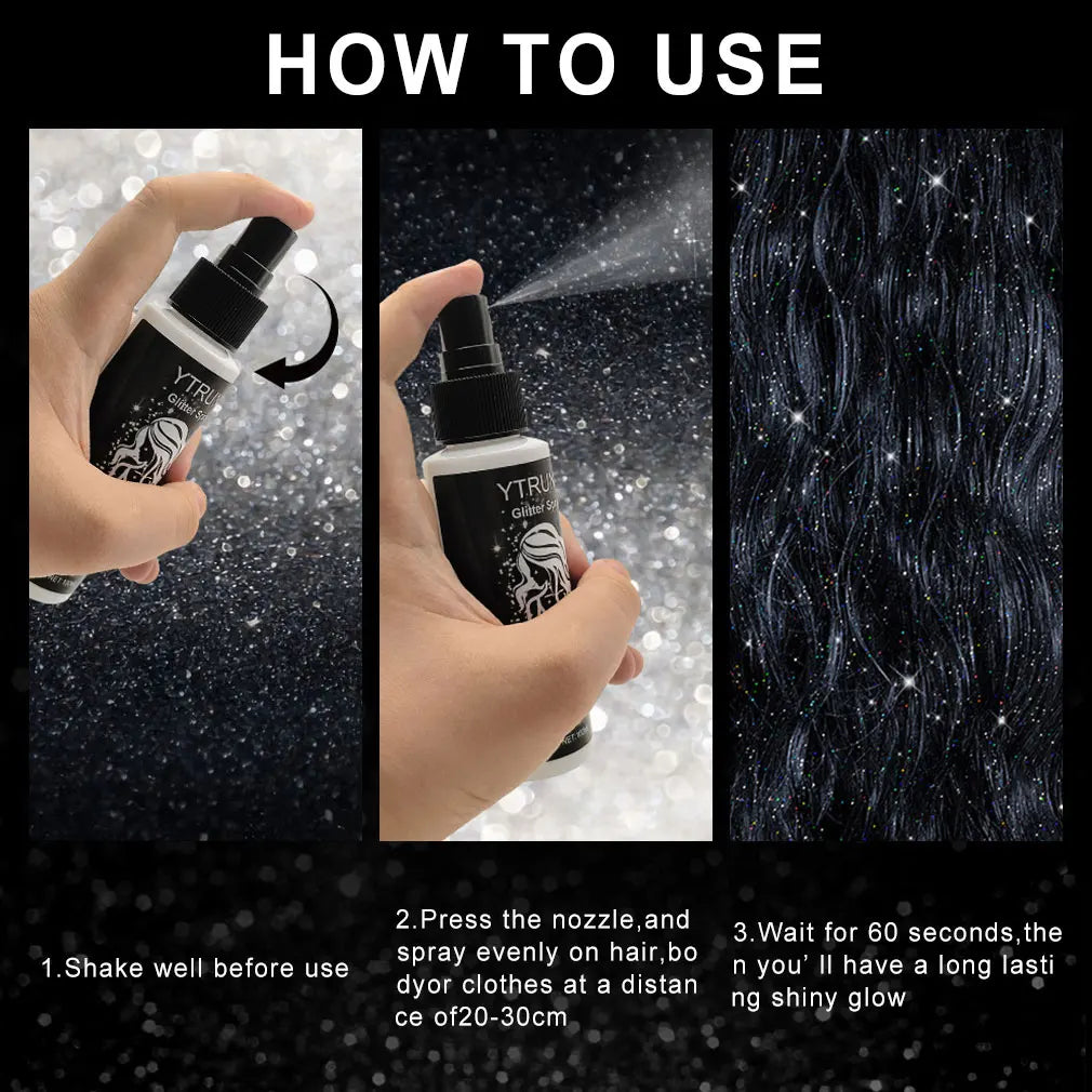 2 Pack Quick Dry Glitter Spray Kit For Hair And Body Gloss