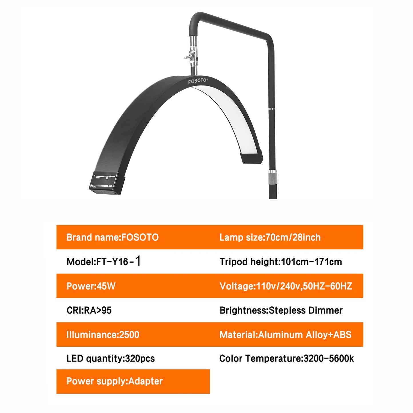 Fosoto Half Moon LED Video Light For Tattoo Eyelash Fill