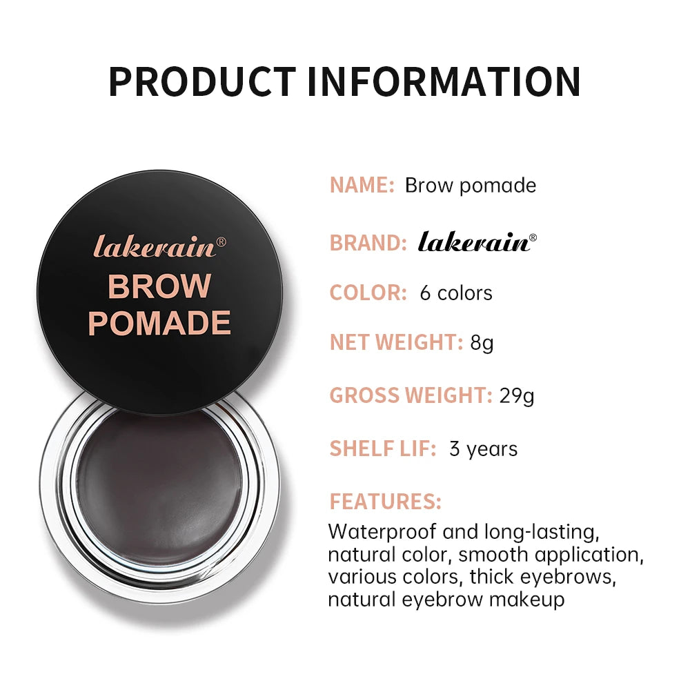 Long Lasting Eyebrow Pomade Gel 6 Colors Waterproof Brush
