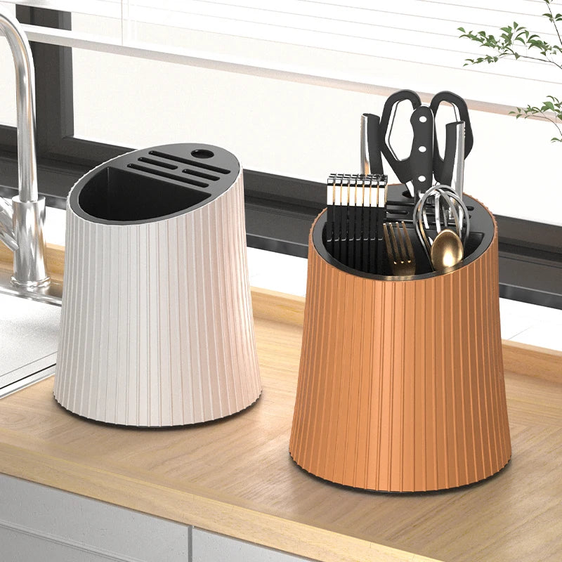 360 Degree Rotate Utensil Holder With Drainage Countertop