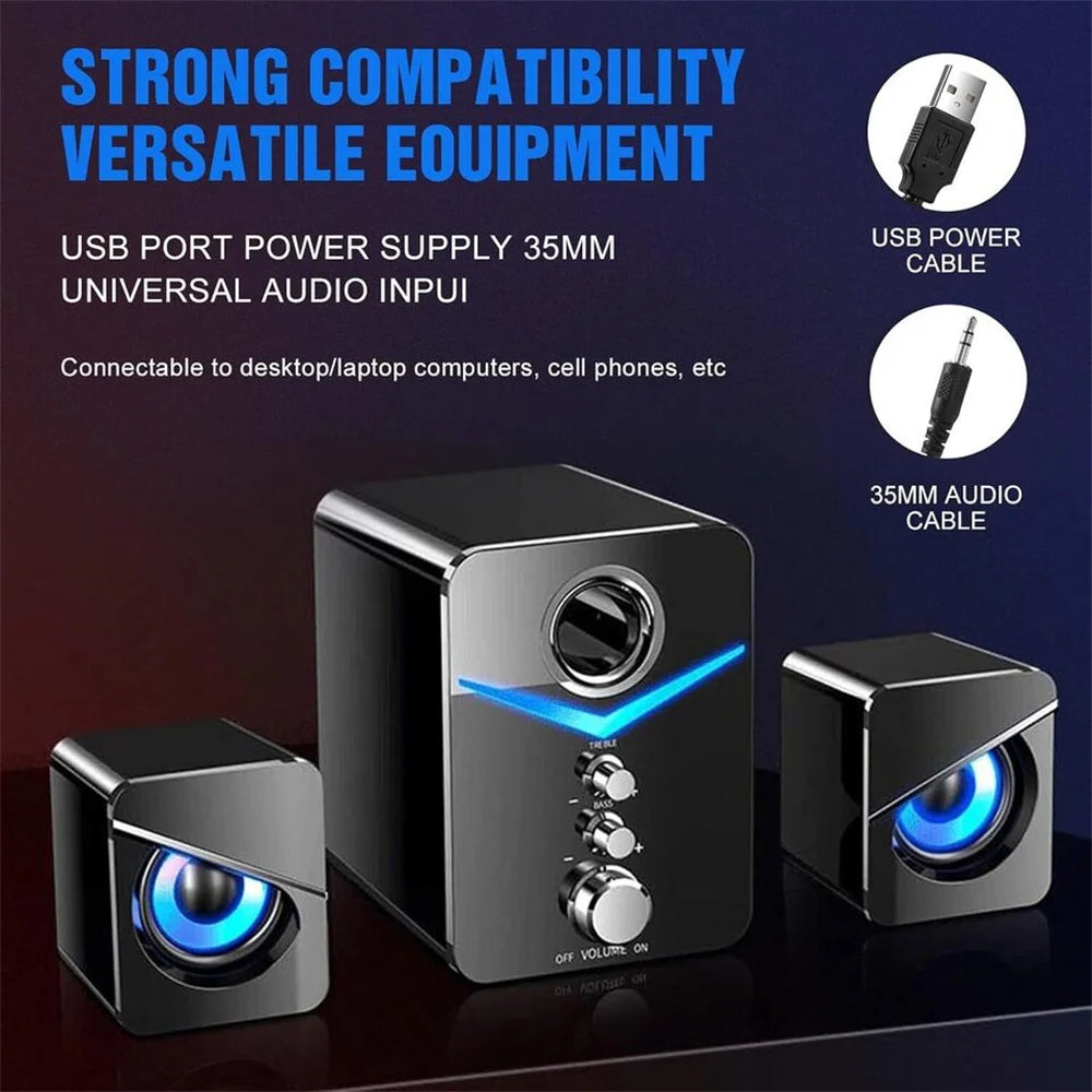 USB Computer LED Speakers Subwoofer For Desktop PC