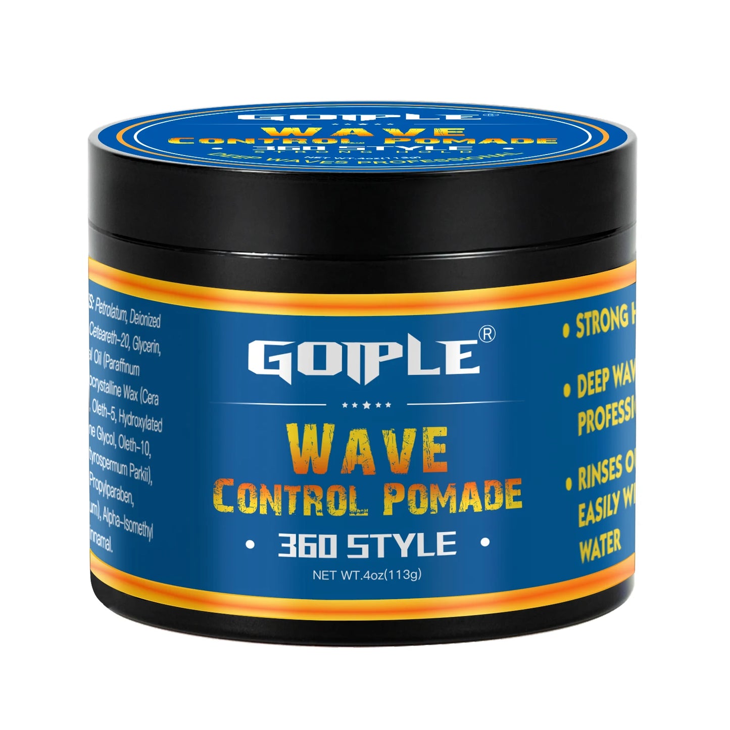 Wave Pomade 360 Style Greasy Pomade with Wave Brush Strong Hold Sport Wave Training Hair Cream for Layered Waves Moisture Shine