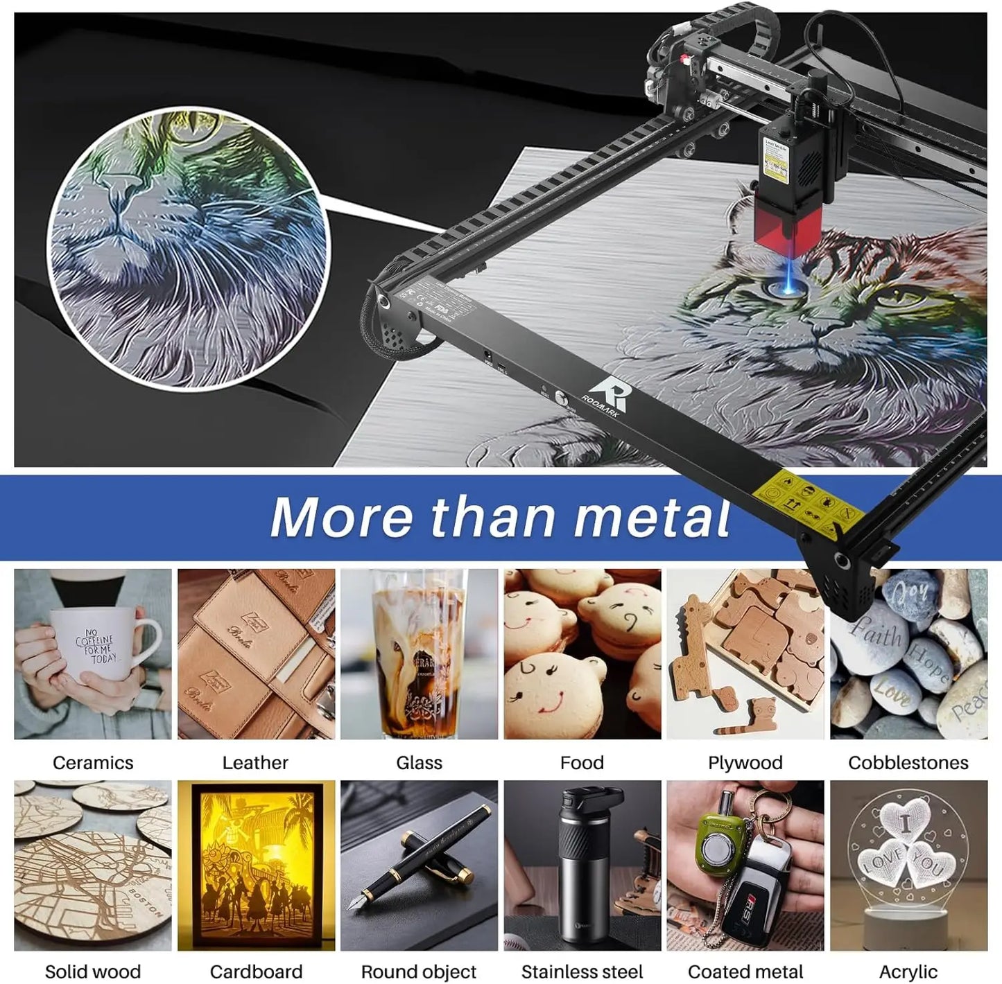 Roomark Laser Engraver Machine, 5 W Output Power High Precision Laser Cutter & Engraver for Wood Metal Acrylic Leather ,Class 4