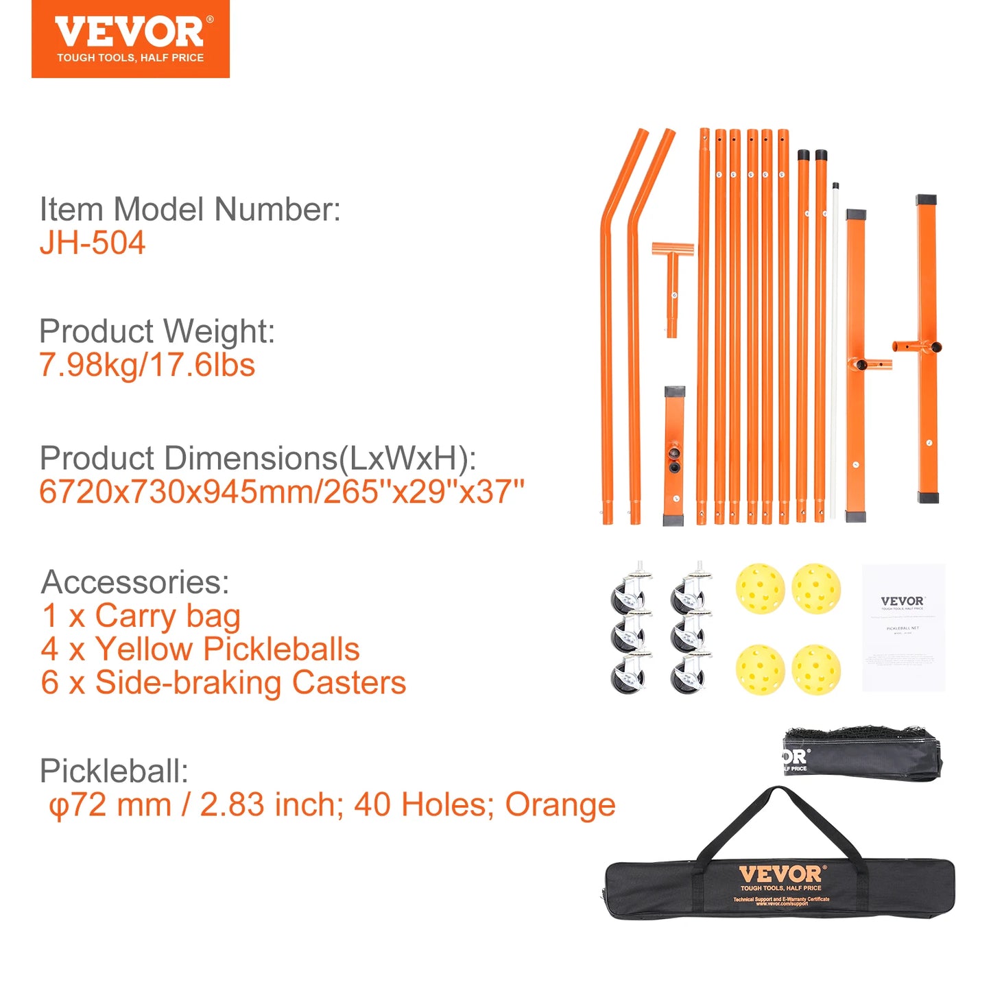 VEVOR Portable Pickleball Net System 22FT Full Court Official Regulation Size Pickle Ball Nets Indoor & Outdoor with Court Line