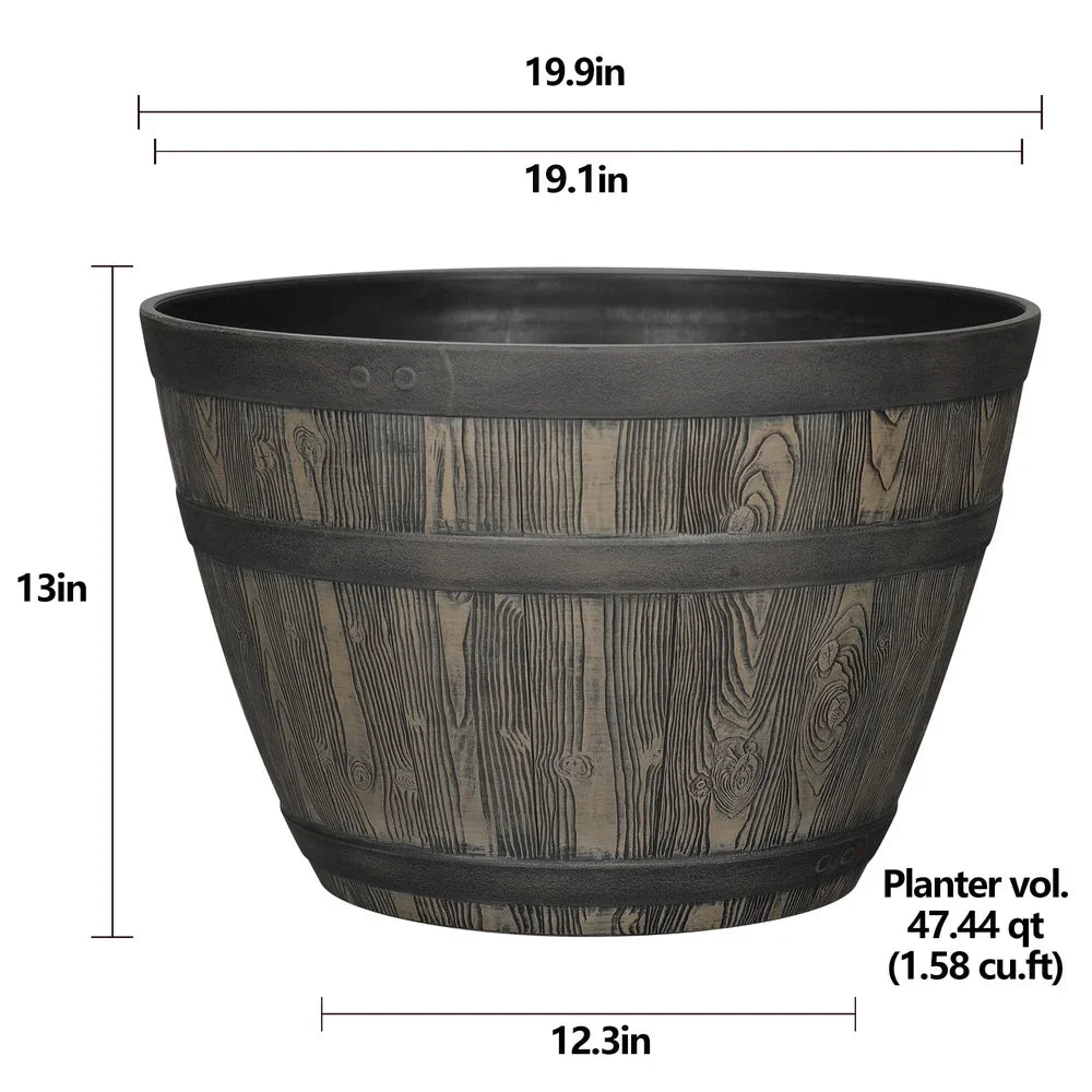 Rustic Whiskey Barrel Planter UV Resistant Indoor Outdoor